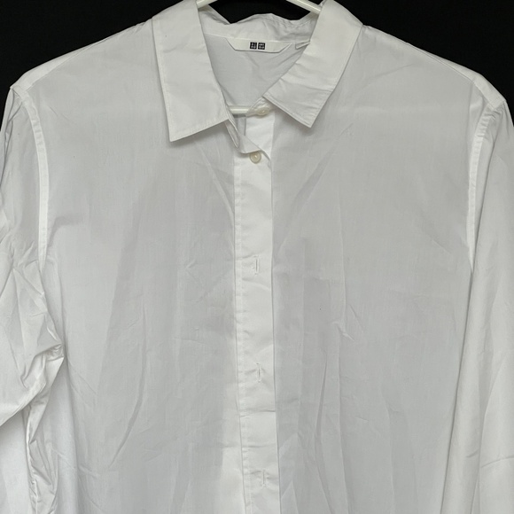 Uniqlo Shirt White Size M Button Up Dress Collar Blouse - Picture 2 of 5
